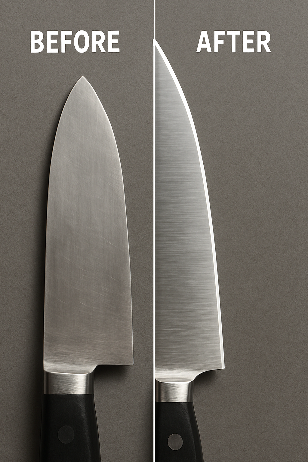 Before and After Knife Sharpening